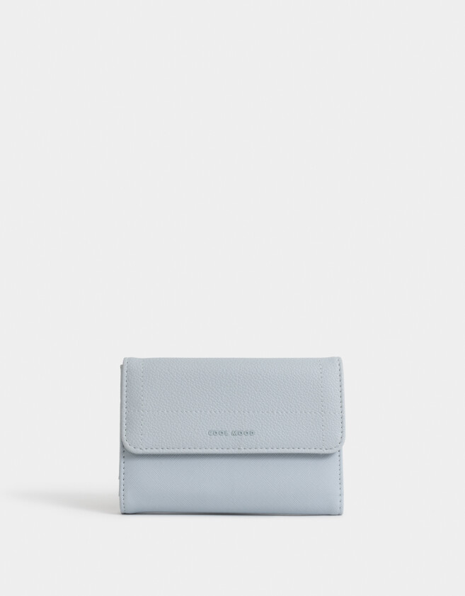 Billetera Color Block Billetera Cuerina Granulada - Azul Celeste
