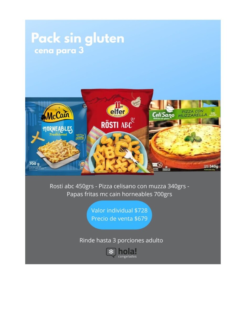 PACK SIN GLUTEN CENA PARA 3 