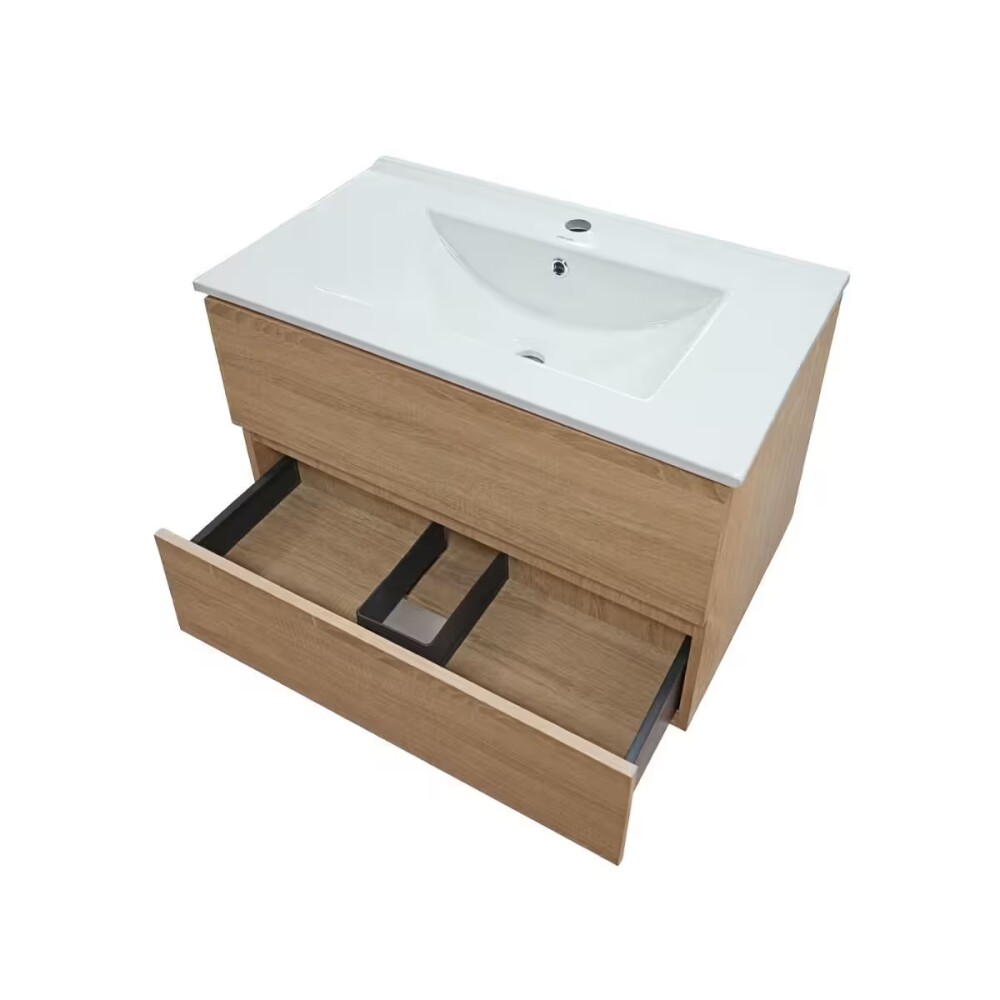 Mueble de baño suspendido Oak 80 cm con bacha de loza Mueble De Baño Suspendido Oak 80 Cm Con Bacha De Loza