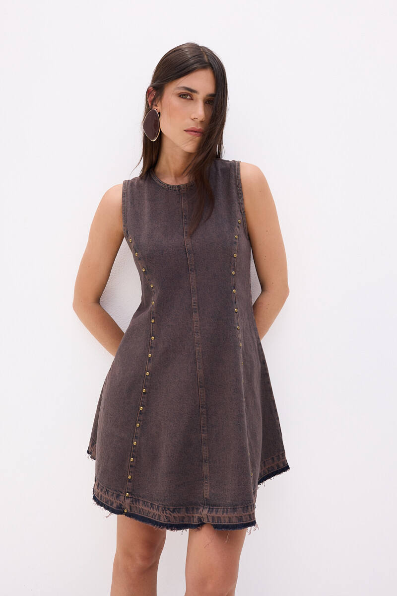 Vestido Two - Moka con tachas 