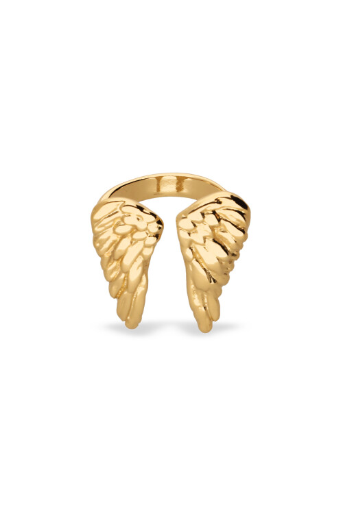 ANILLO EN ALEACIÓN DE METALES BAÑADO EN ORO 18K EN FORMA DE ALAS Anillo