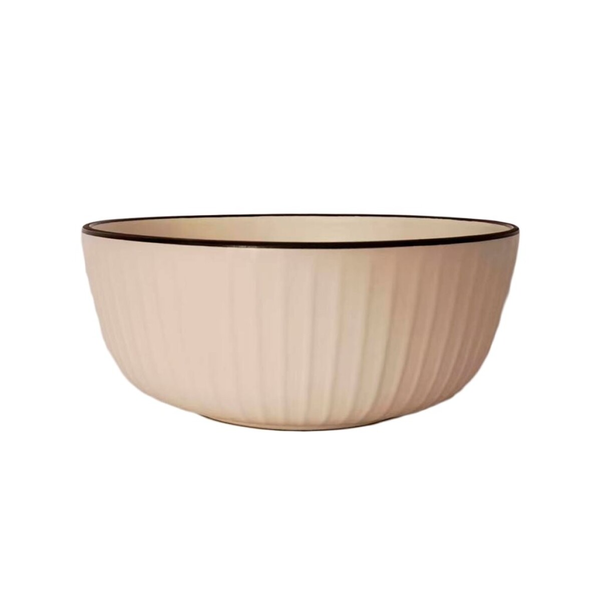 BOWL D15CM LINEAS CREMA BORDE NEGRO 