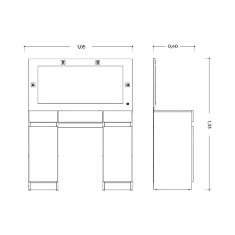 Tocador Espejo Grande Led Studio Blanco