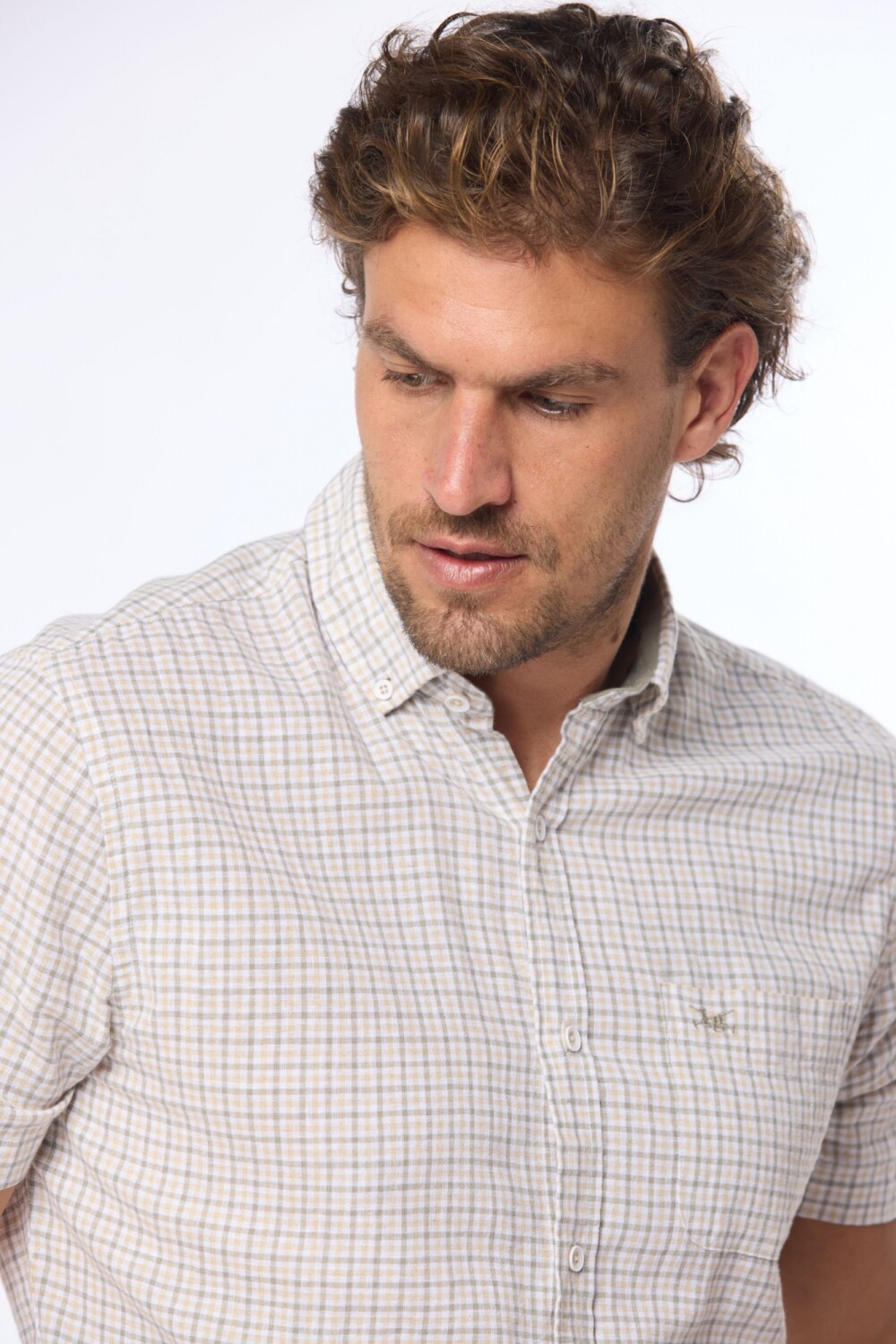 CAMISA DE LINO A CUADROS Verde