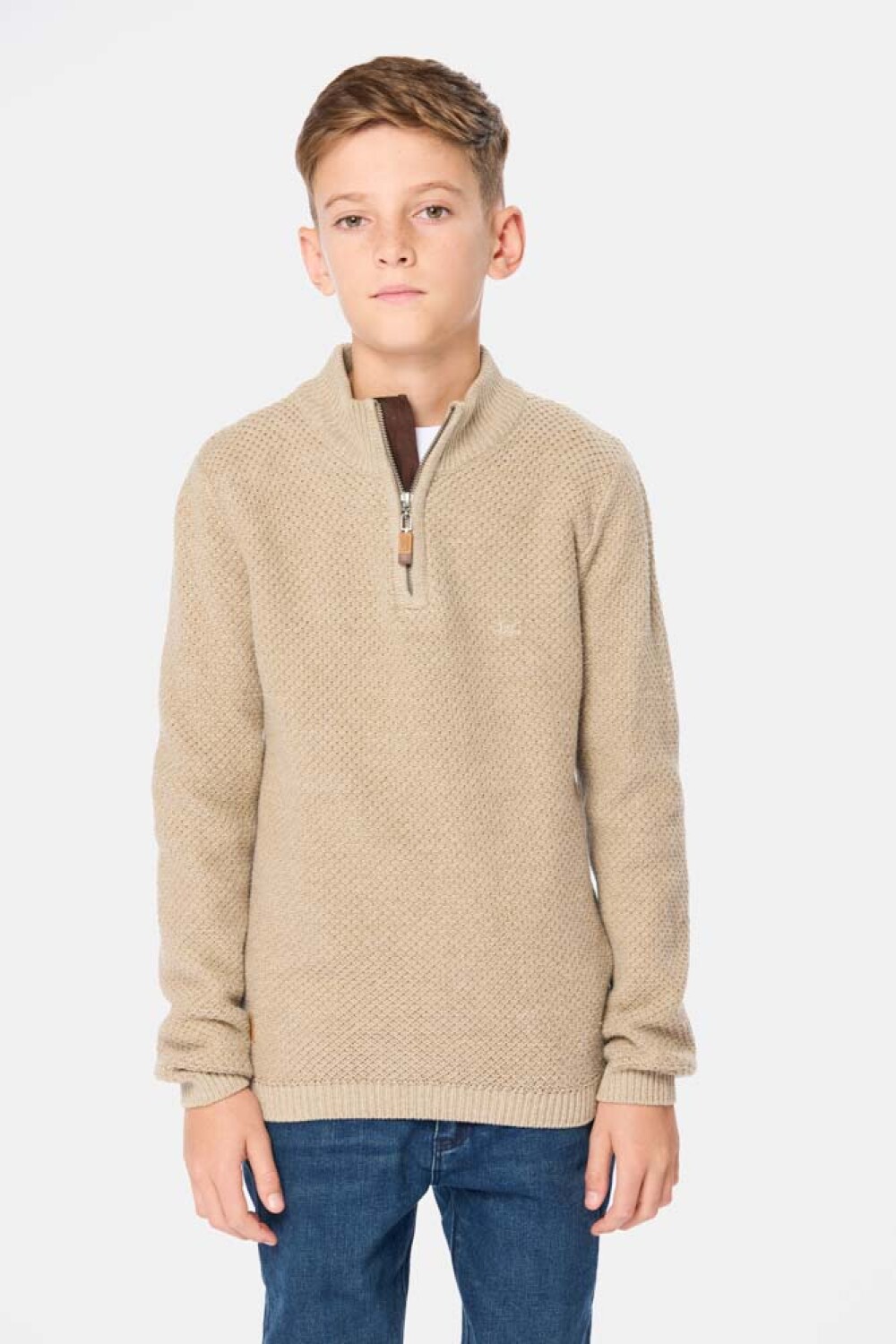 BUZO TEJIDO MEDIO CIERRE Beige