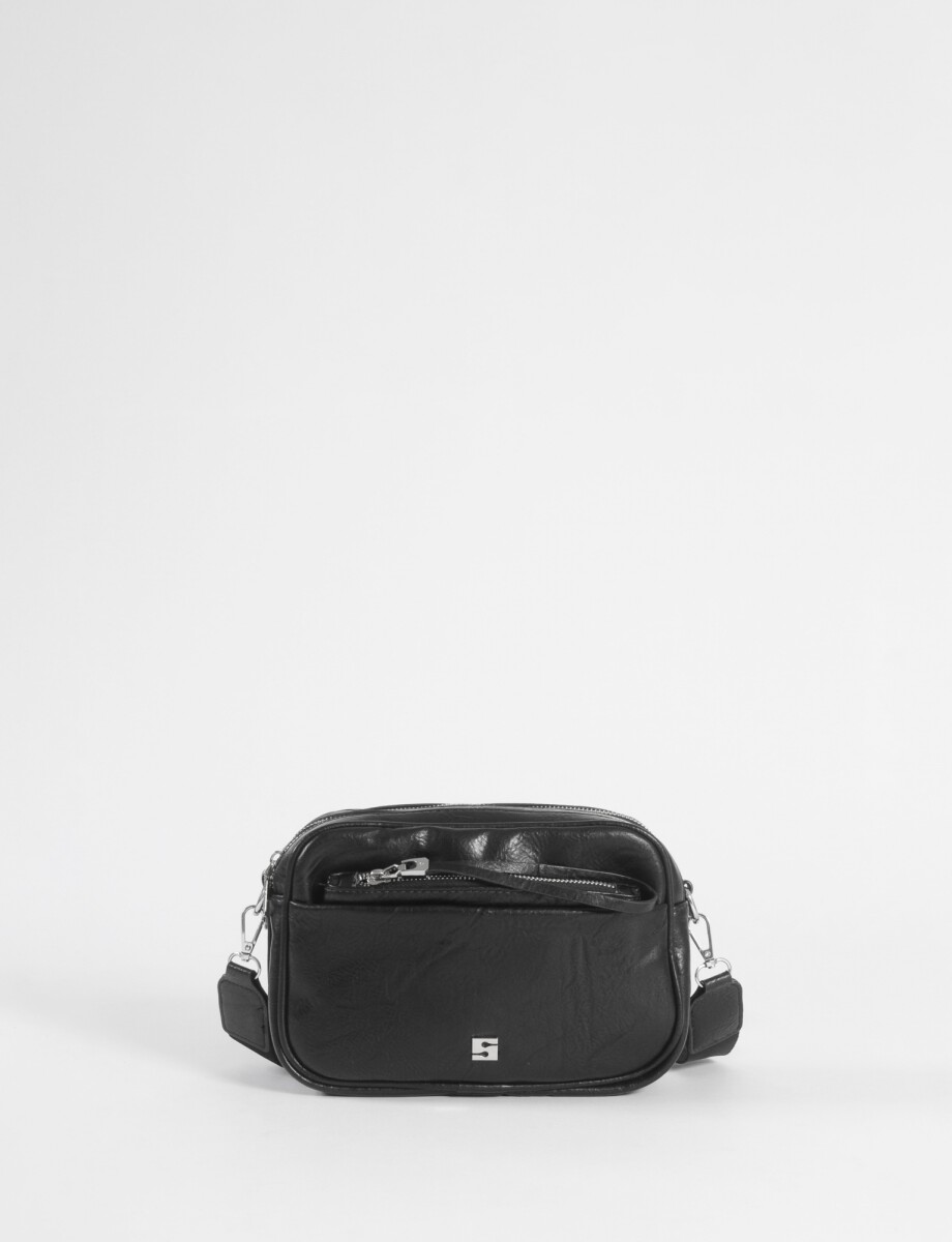 Cartera de hombro con cierres - negro 