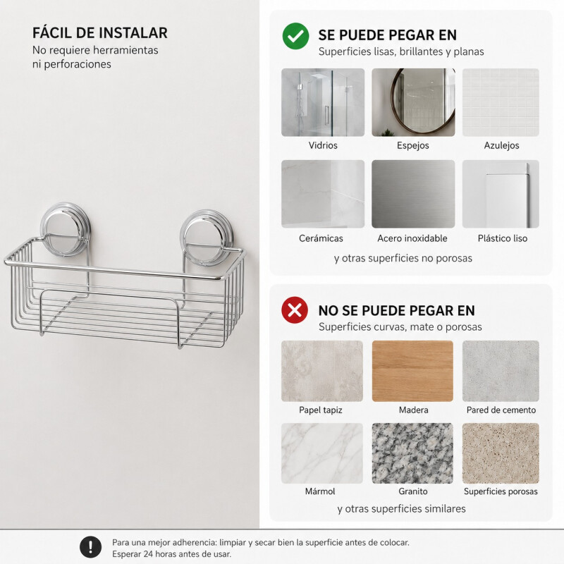 Organizador de Baño en Acero de Carbono con Ventosa Future - Plata Organizador de Baño en Acero de Carbono con Ventosa Future - Plata