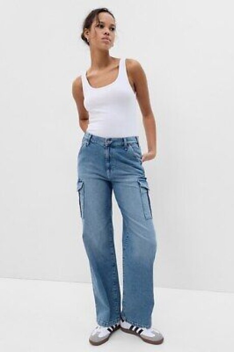 Jean 90S Loose Cargo Mujer Light Indigo 11