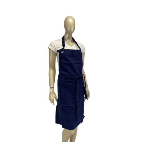 Delantal con peto, bolsillos y cuello ajustable Azul marino