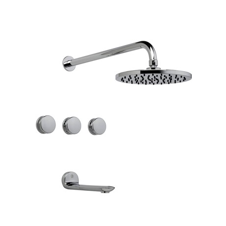 Griferia De Ducha Y Bañera En Cromo Fv Serie Nueva 44 Incl Caño, Roseta Y Pico CROMO