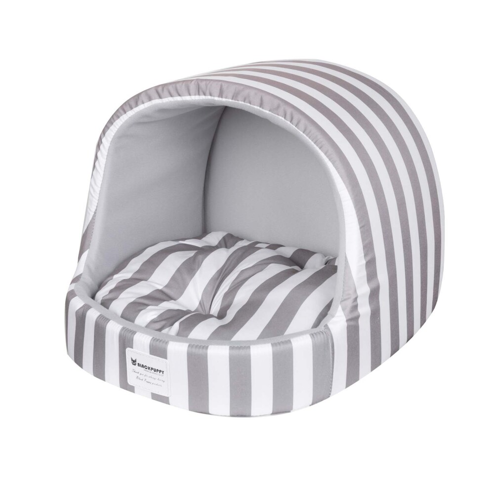 CAMA MASCOTAS CASITA C/ABERTURA TELA BLANCO BLACKPUPPY