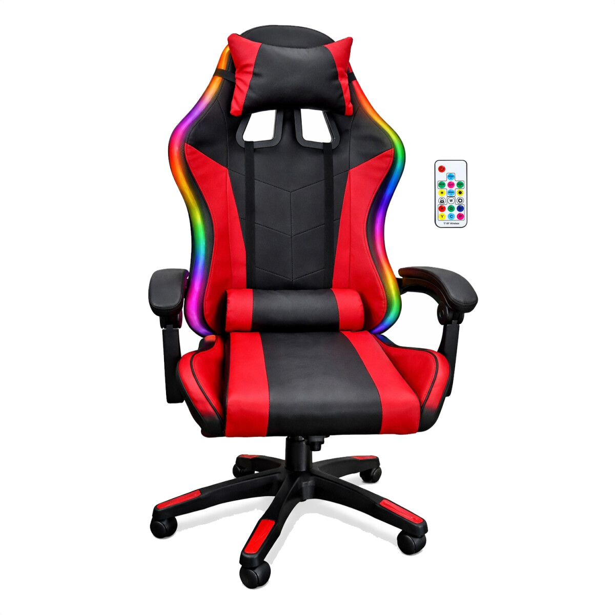 Silla Gamer Con Luces Led Rgb Ergonómica Y Reclinable 120kg - ROJO 