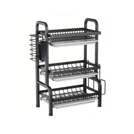 Escurridor de Platos 3 Niveles Acero Bandejas 65x25x60cm Negro