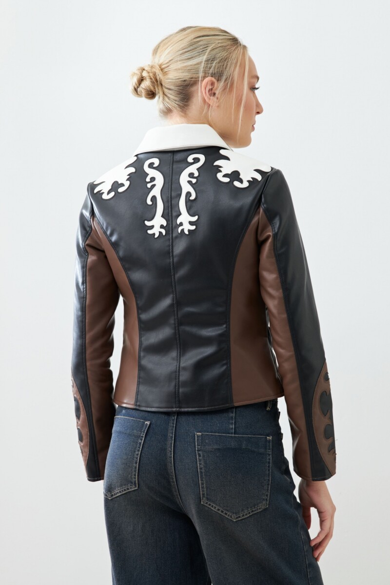Chaqueta western eco cuero negro