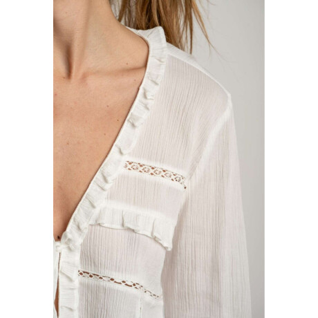 Blusa Encajes Algodón Nacar