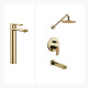 JUEGO DE GRIFERIA COMPLETO. INCLUYE DUCHA EMBUTIDA, VISTA Y LAVATORIO ALTO ORO SEMI MATE AQUALIA DORADO-BRUSHED GOLD