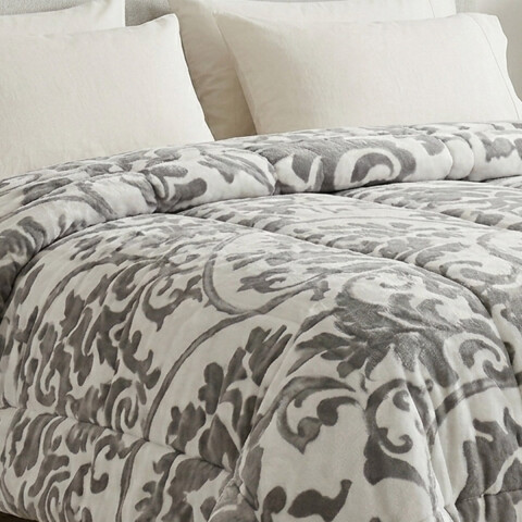 Acolchado King Size Terciopelo con Corderito Richmond 240 x 260 cm GRIS