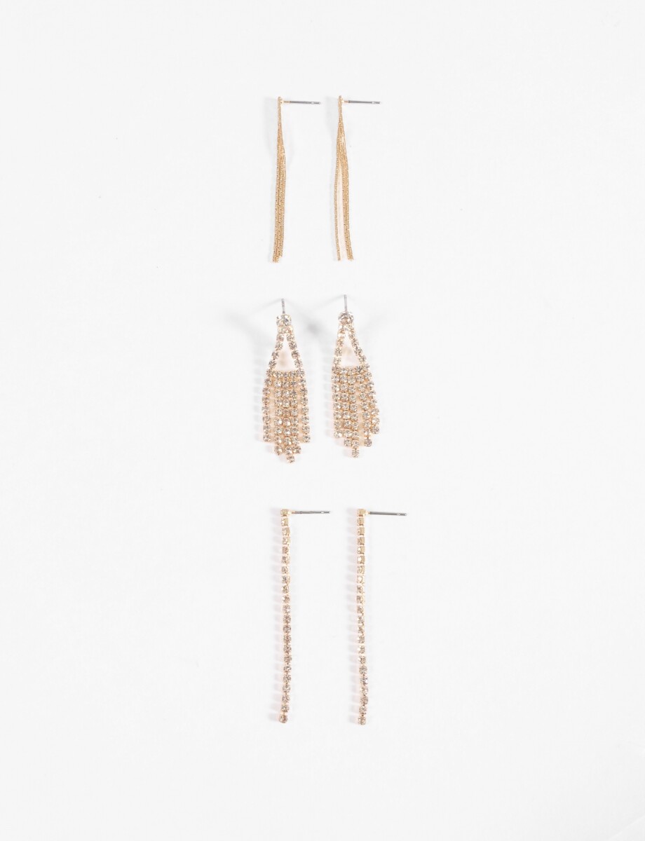 Set de caravanas strass - dorado 