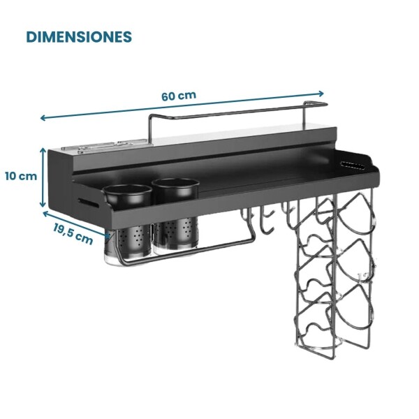 Estante Organizador Cocina Alacena Multifuncional Negro Mate EST003 Estante Organizador Cocina Alacena Multifuncional Negro Mate EST003