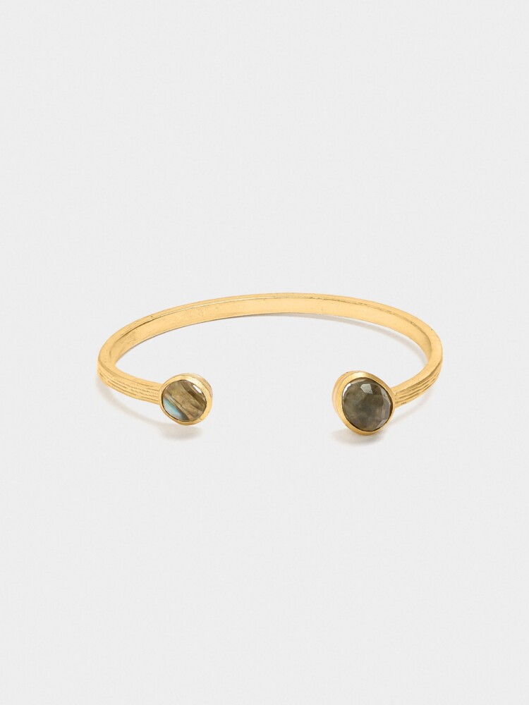 Pulsera Abierta Con Piedras dorado