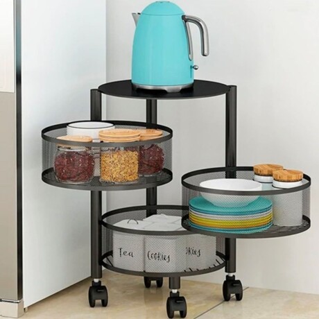 Carro Organizador Con 4 Estantes y Ruedas Negro