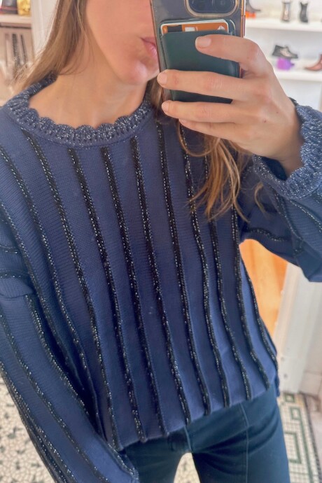Sweater Mango Azul / Negro