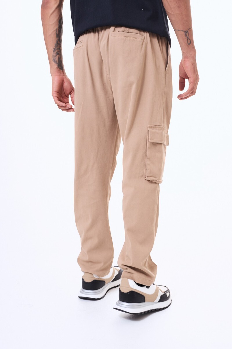 Pantalon de gabardina Durazno Beige
