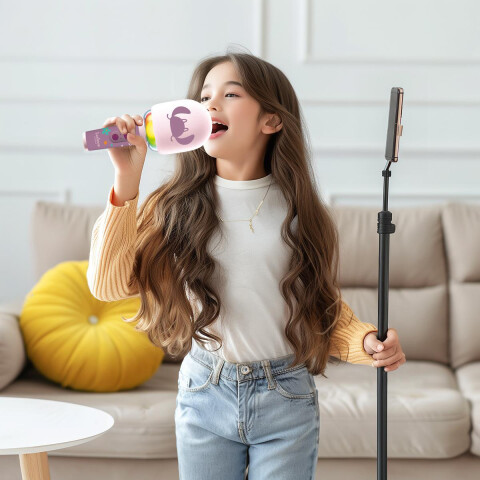 Micrófono Inalámbrico Recargable con Luz Lexibook Stitch Rosa