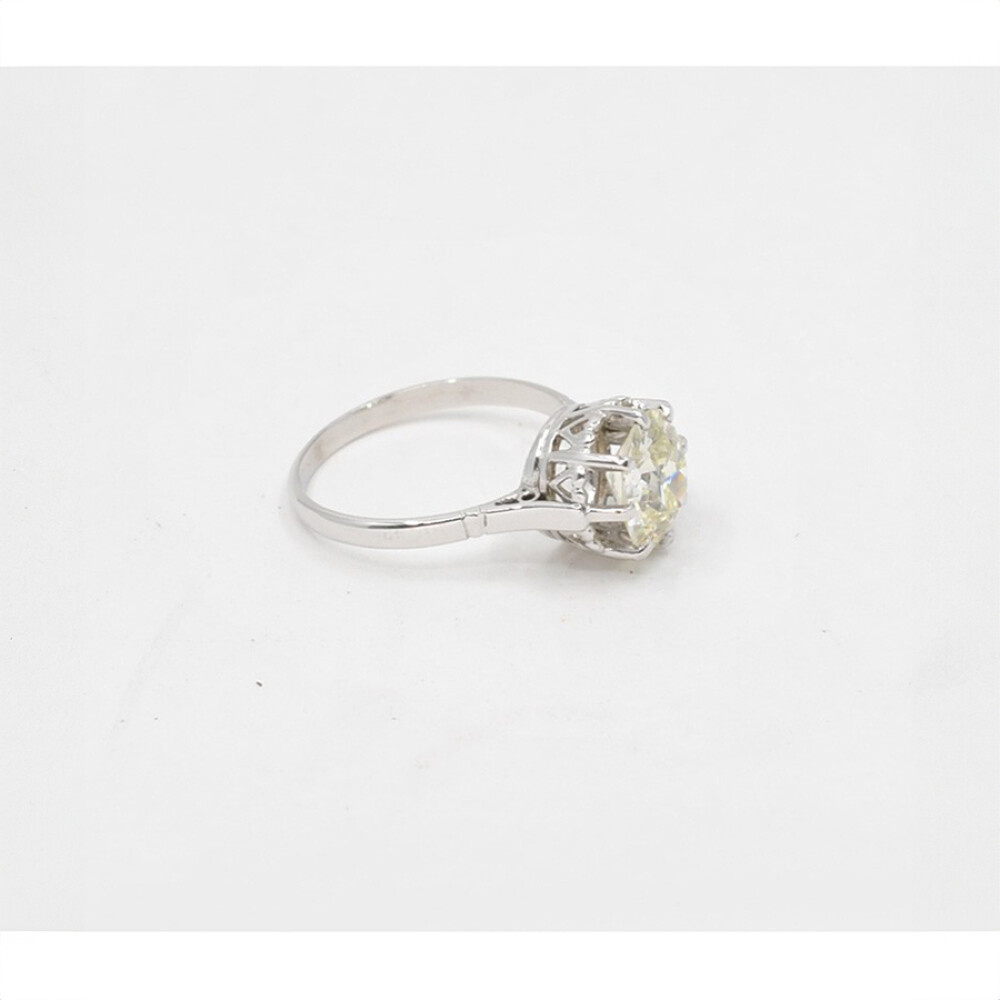 Anillo Solitario Antiguo En Platino Y Oro 18K Blanco Con Brillante 2.16 Ct Anillo Solitario Antiguo En Platino Y Oro 18K Blanco Con Brillante 2.16 Ct