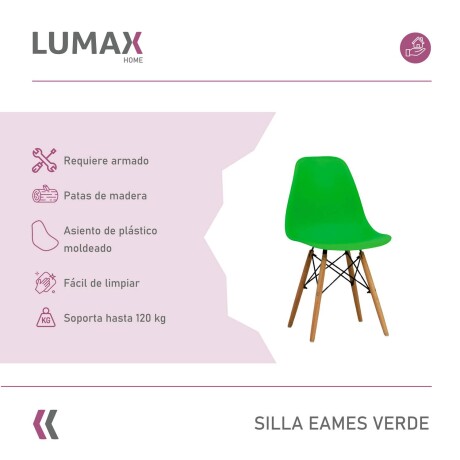 Silla De Comedor Eames Pack 4 Unidades Varios Colores Lumax Verde