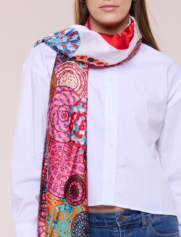 Pashmina De Satén Estampada CRUDO/MULTI