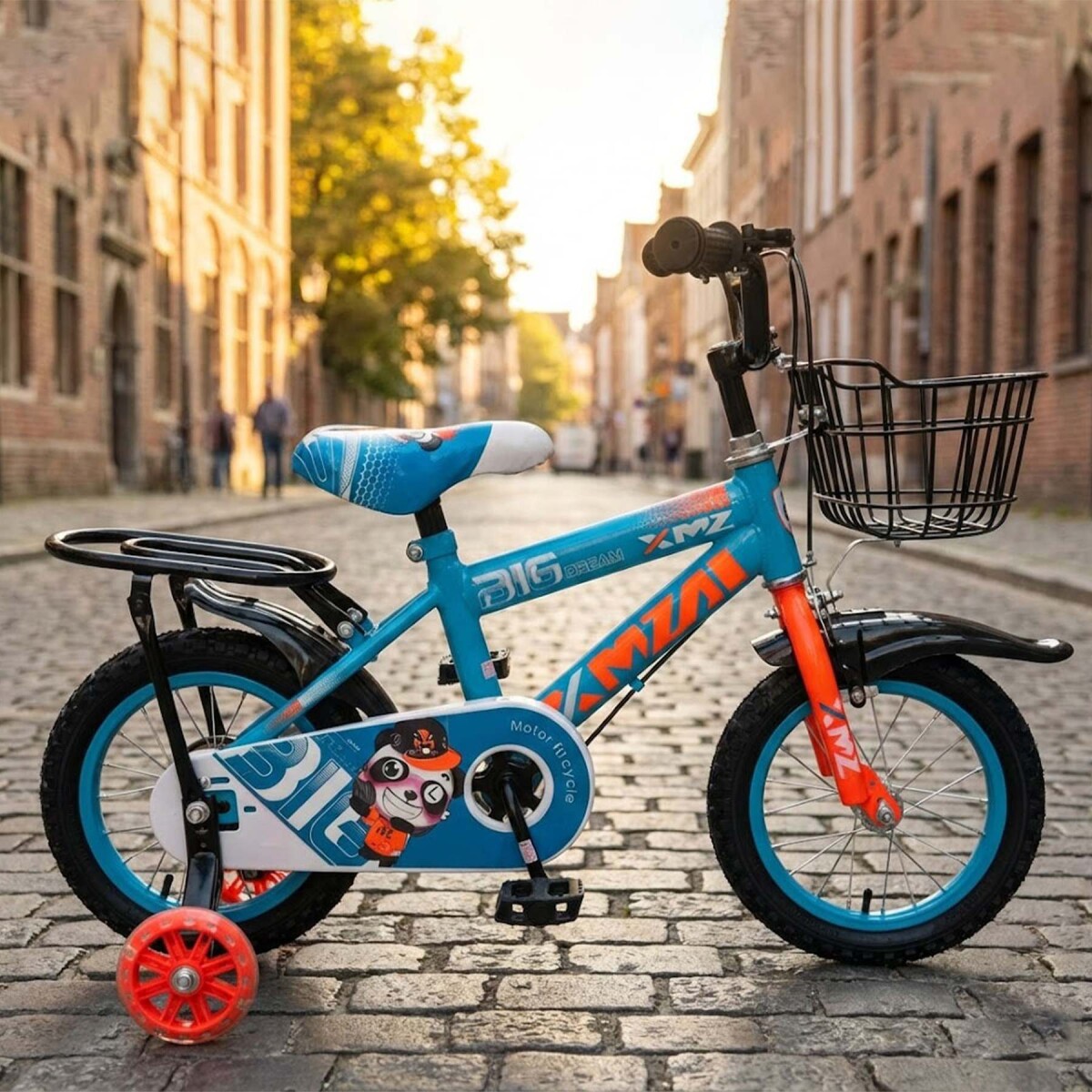 Bicicleta Infantil XMZ Rodado12 Canasto Parrilla Guardabarro - Celeste 1 