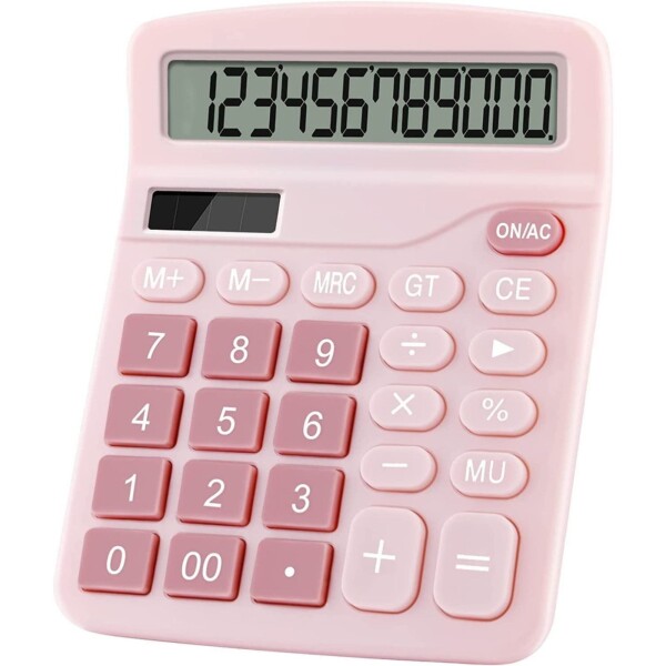 Calculadora Escritorio 12 Digitos Pantalla Grande Oficina Color Variante Rosado