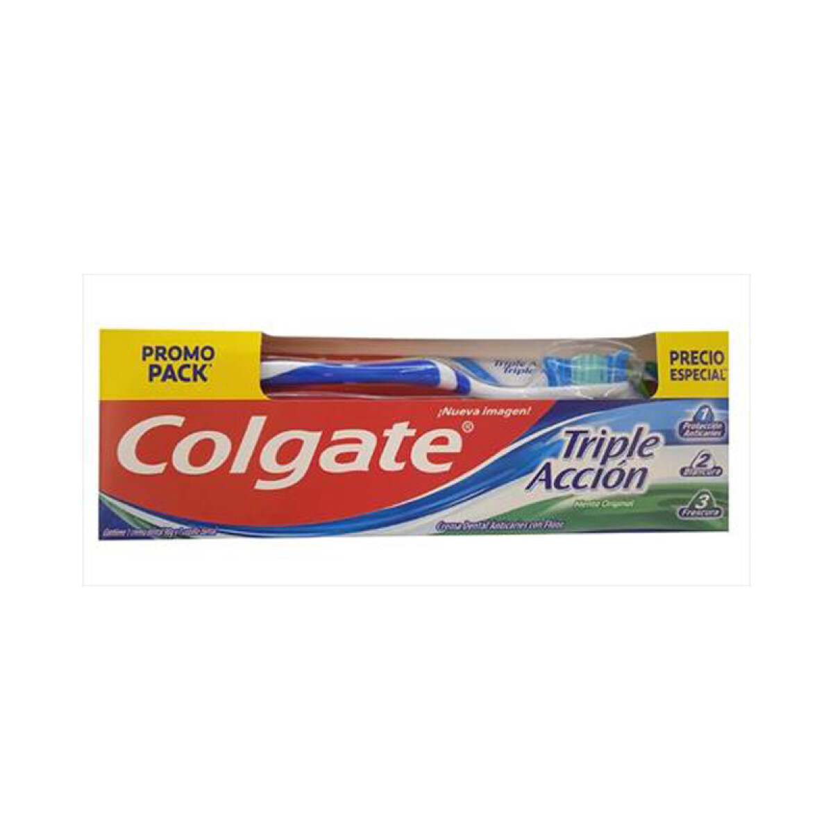 Crema dental COLGATE triple acción 90grs + cepillo 