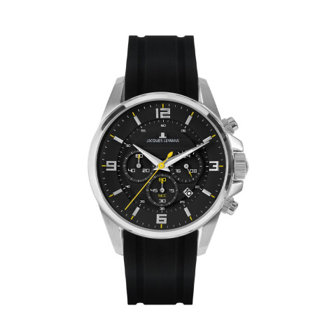 Reloj Jacques Lemans con Malla de Goma y Esfera Redonda Reloj Jacques Lemans con Malla de Goma y Esfera Redonda