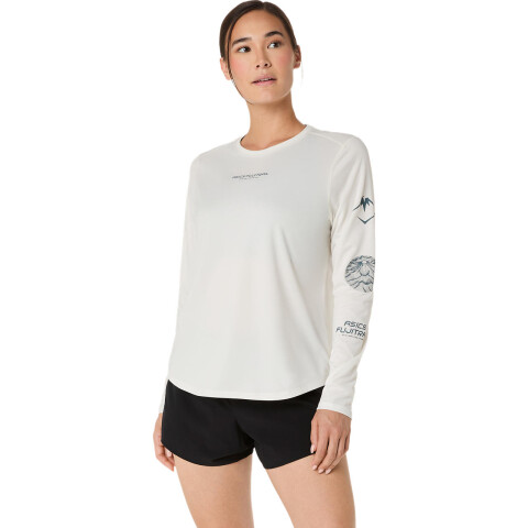 Polo Running Fujitrail Logo LS Top Mujer Cream