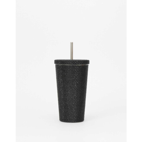 Vaso Metálico Con Strass Negro