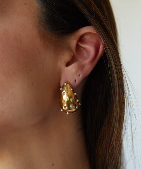 CARAVANAS DROP STRASS & PEARLS GOLD