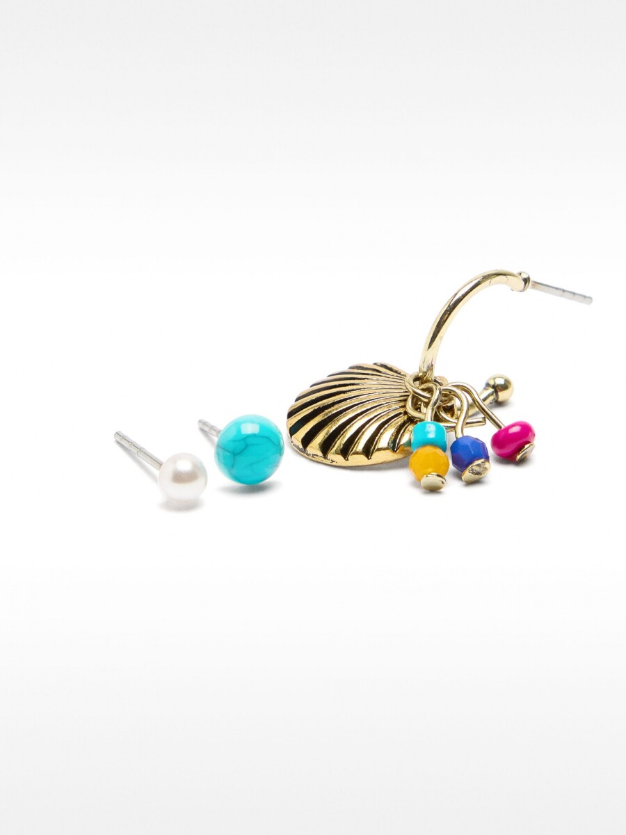Set De Pendientes Con Piedra multicolor