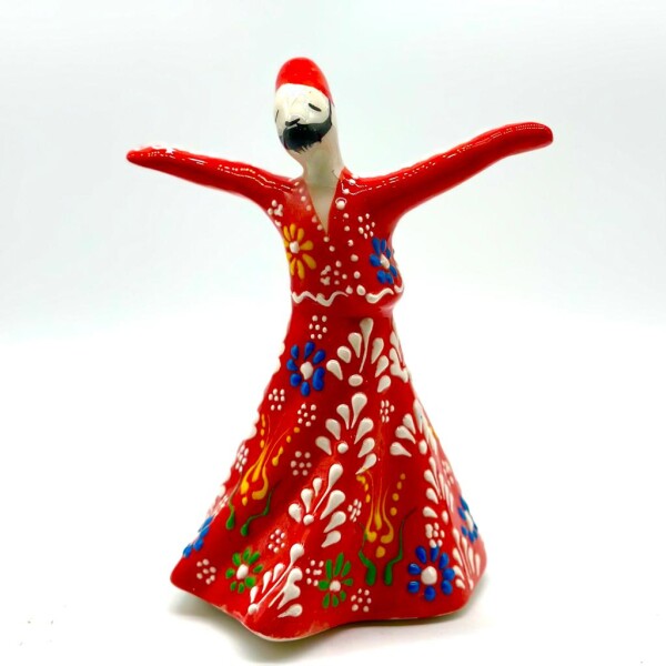 Derviche danzante cerámica pintado Rojo