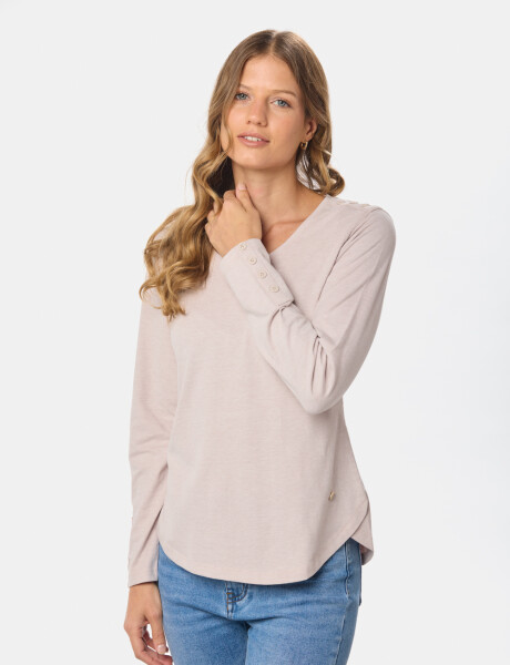 REMERA LISA CON BOTONES Beige