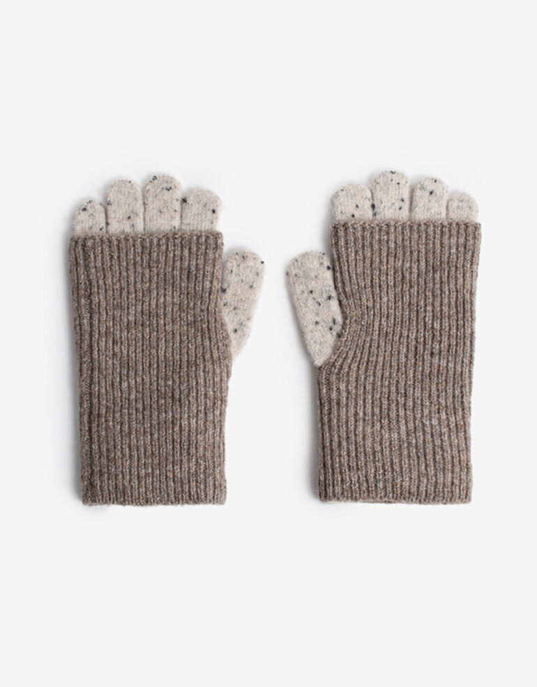 Guantes Tejidos Guante Con Miton Incluido - Combinacion Bicolor