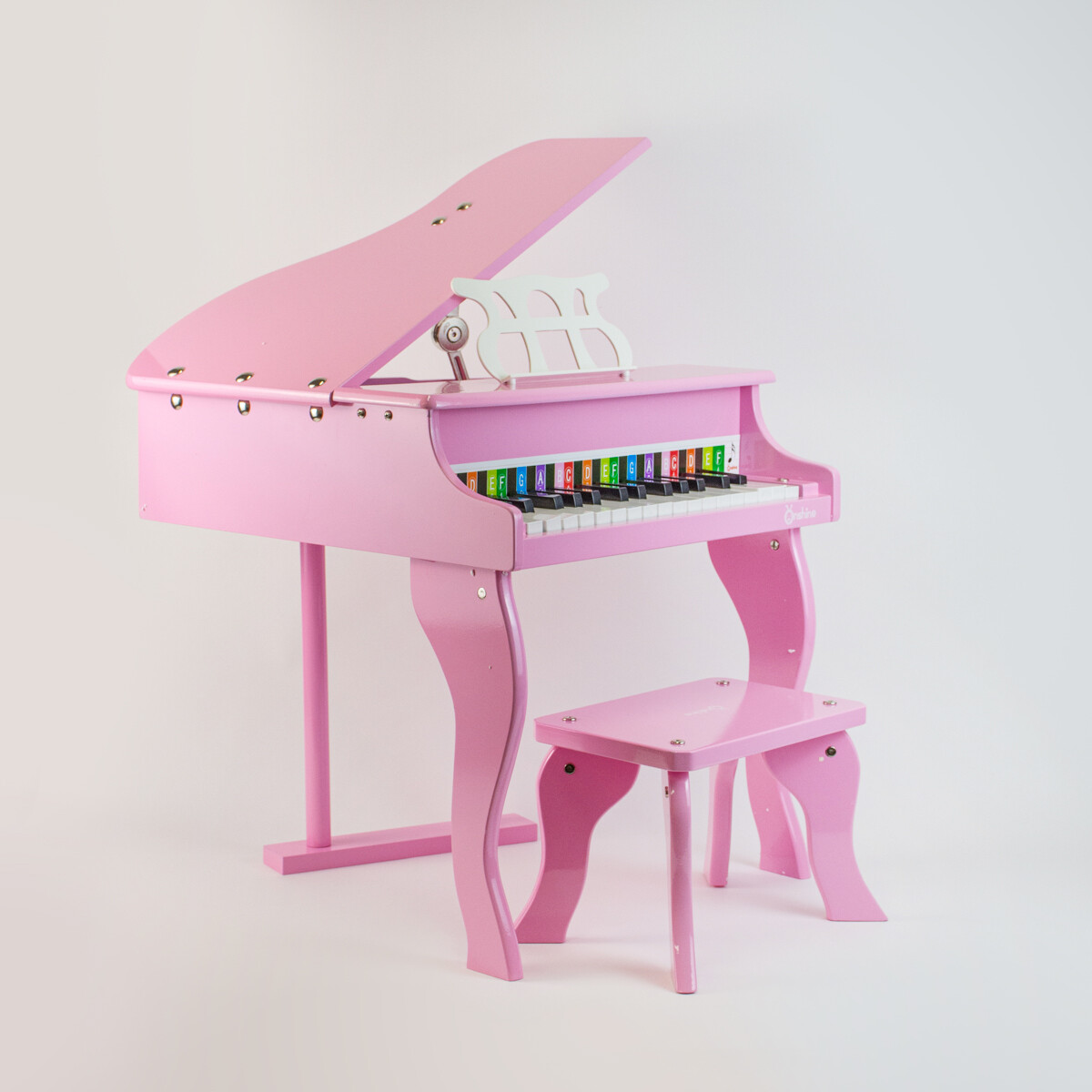 Piano De Cola Infantil Con Banco En Madera Rosado 