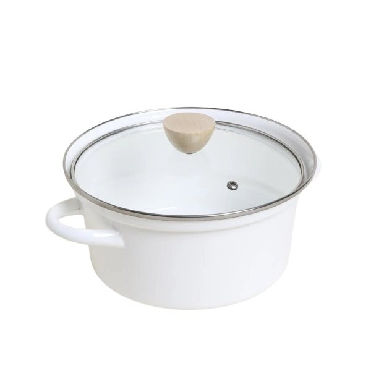 OLLA D22CM ENLOZADA TAPA VIDRIO BLANCO 