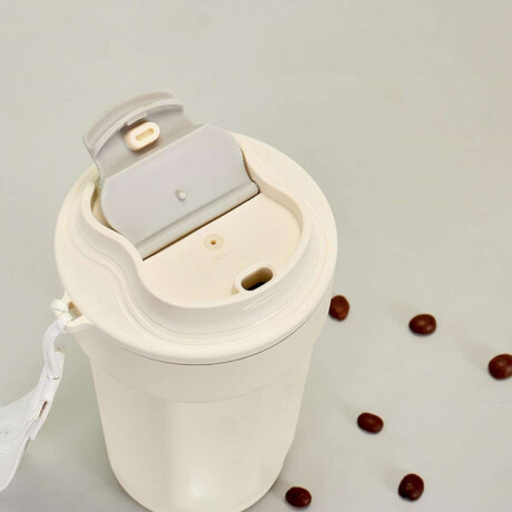 Vaso térmico portátil con tapa anti derrame 450ml Blanco