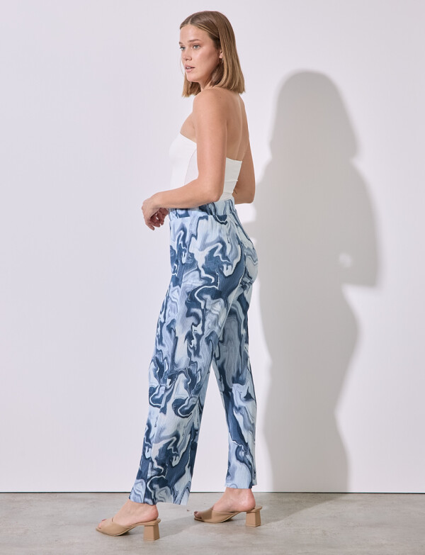 Pantalon Plisado AZUL/MULTI