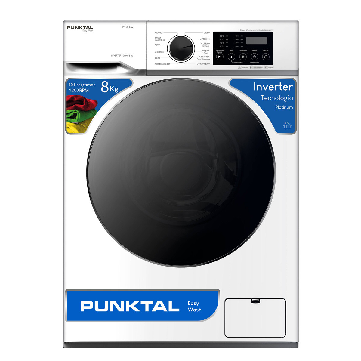 LAVARROPAS 8KG CARGA FRONTAL INVERTER PUNKTAL 