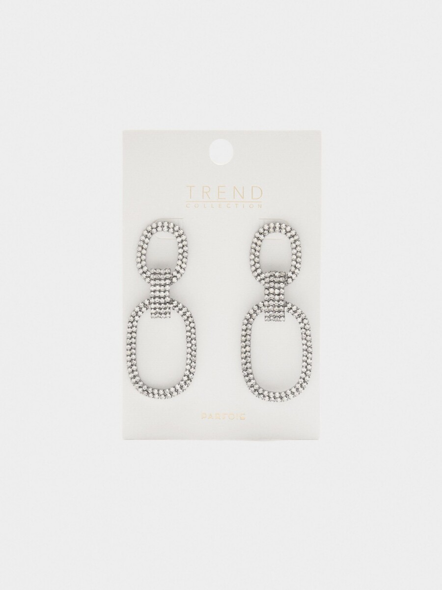 Pendientes Maxi Aro Doble Con Cristales plateado