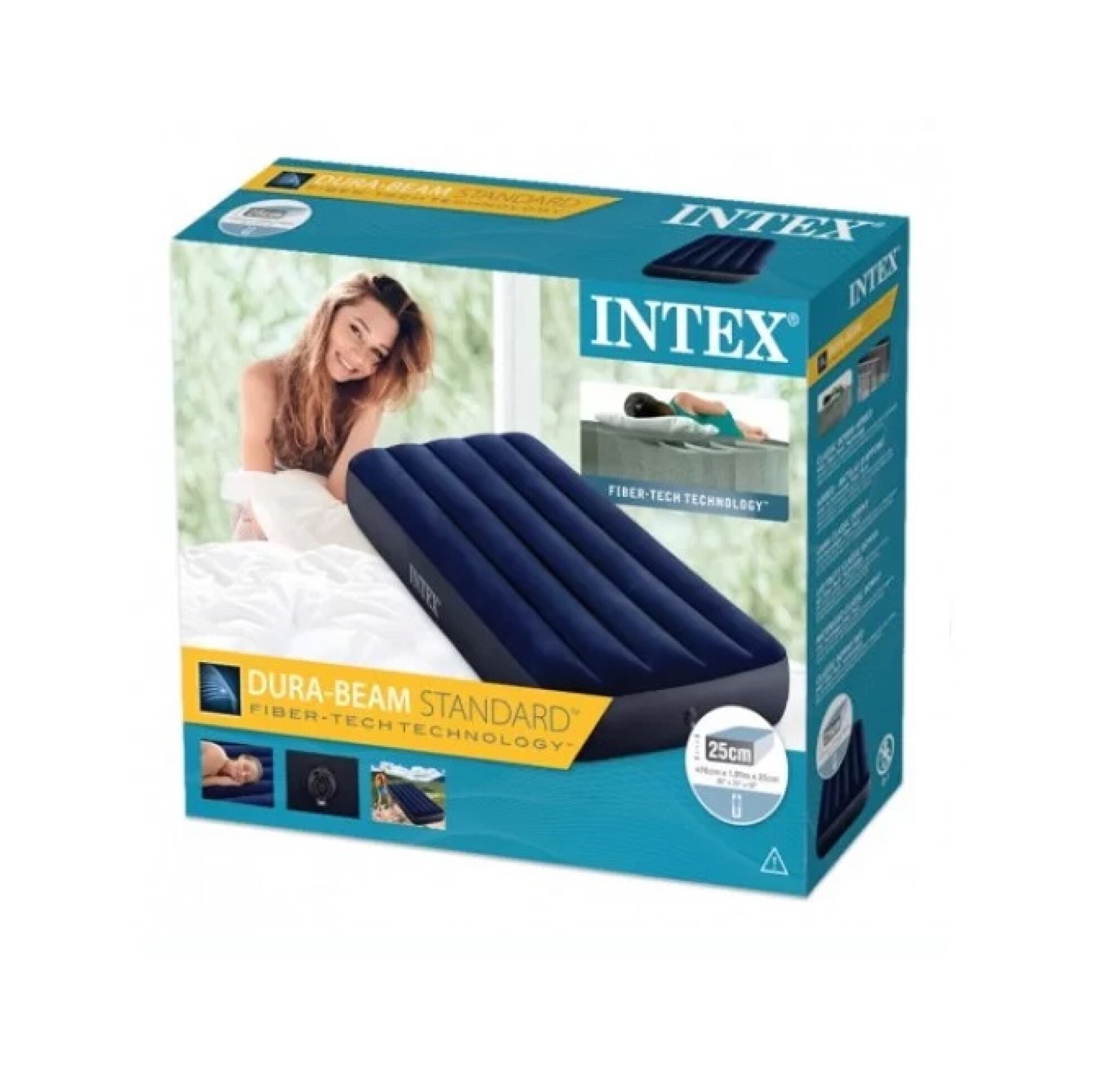 Colchón hinchable individual fiber-tech + inflador intex •