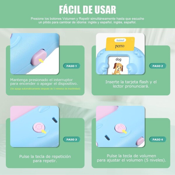 Tarjetas Interactivas Aprende Inglés Español Infantil Niños Variante Color Azul